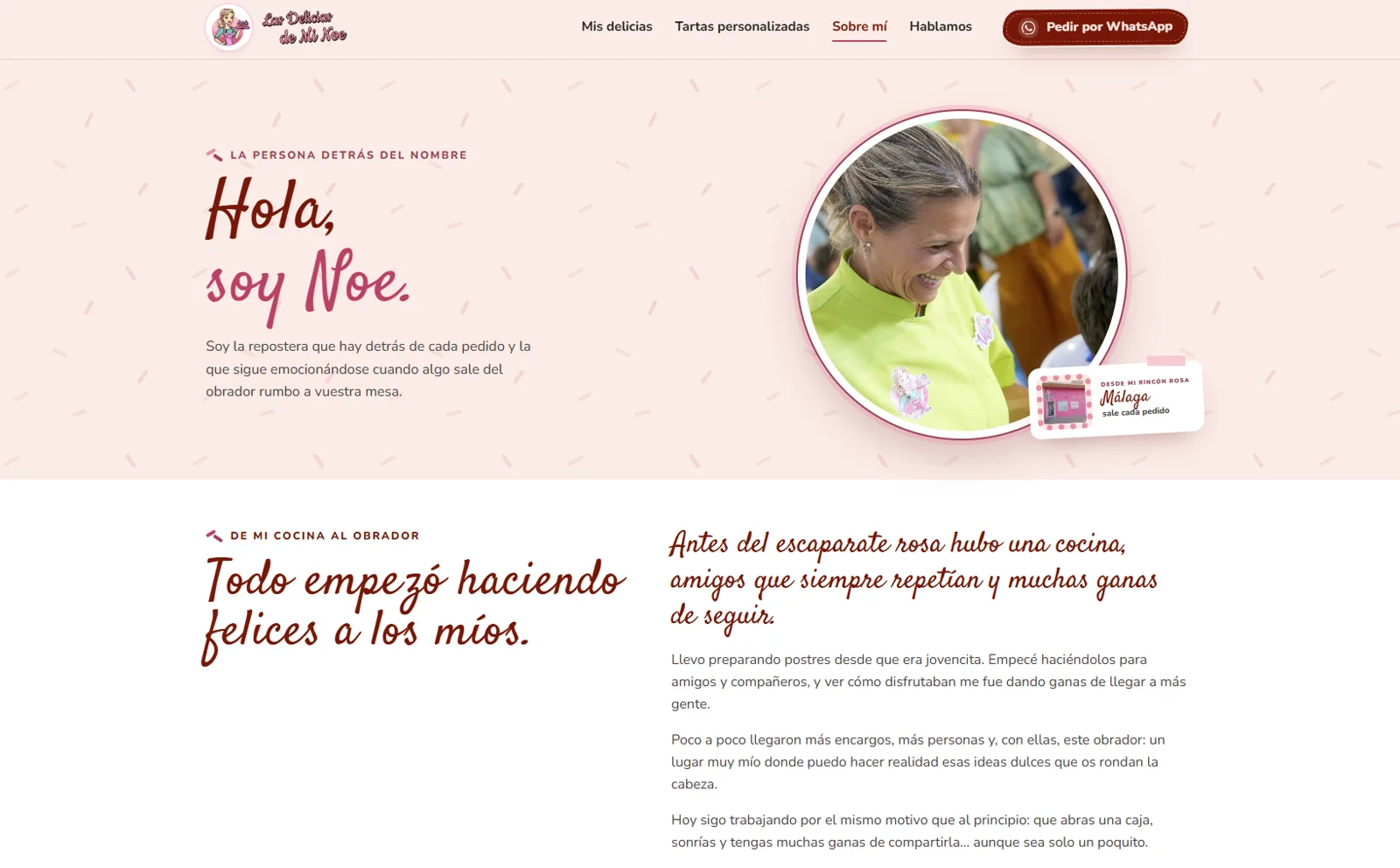 Captura de la página principal de Las Delicias de Mi Noe